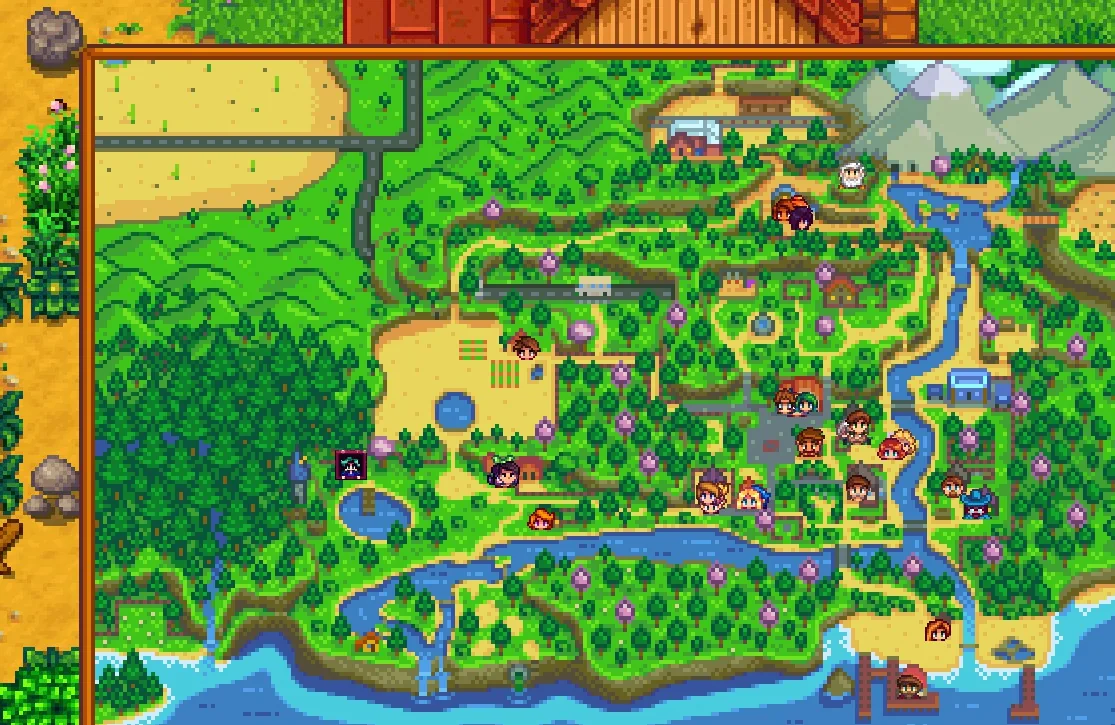 NPC Map Locationsで住人アイコンが表示されたマップ
